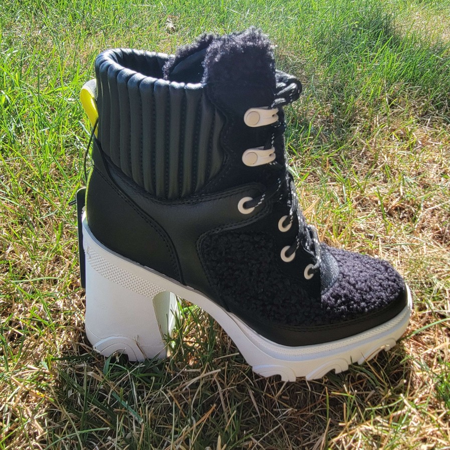 Footwear Sorel Waterproof Boots | Sorel - Brex Heel Cozy Lace Up Black/Sea Salt