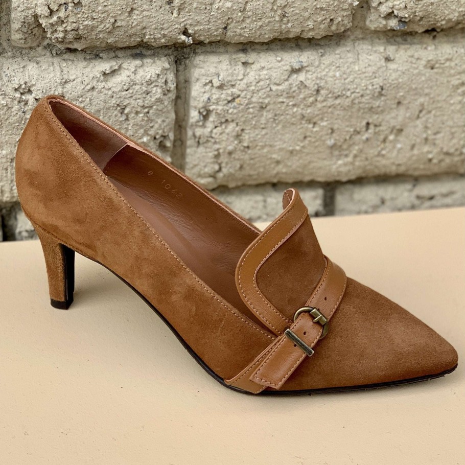 Footwear Brenda Zaro High Heels (2 Inches Or Above) | Brenda Zaro - Suede Buckle Pump