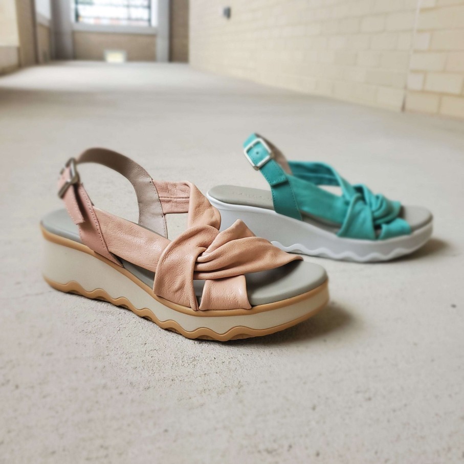 Footwear PAULA URBAN Wedges/Platform Sandals | Paula Urban - Mint Green Or Blush Pink Leather Fashion Comfort Sandal