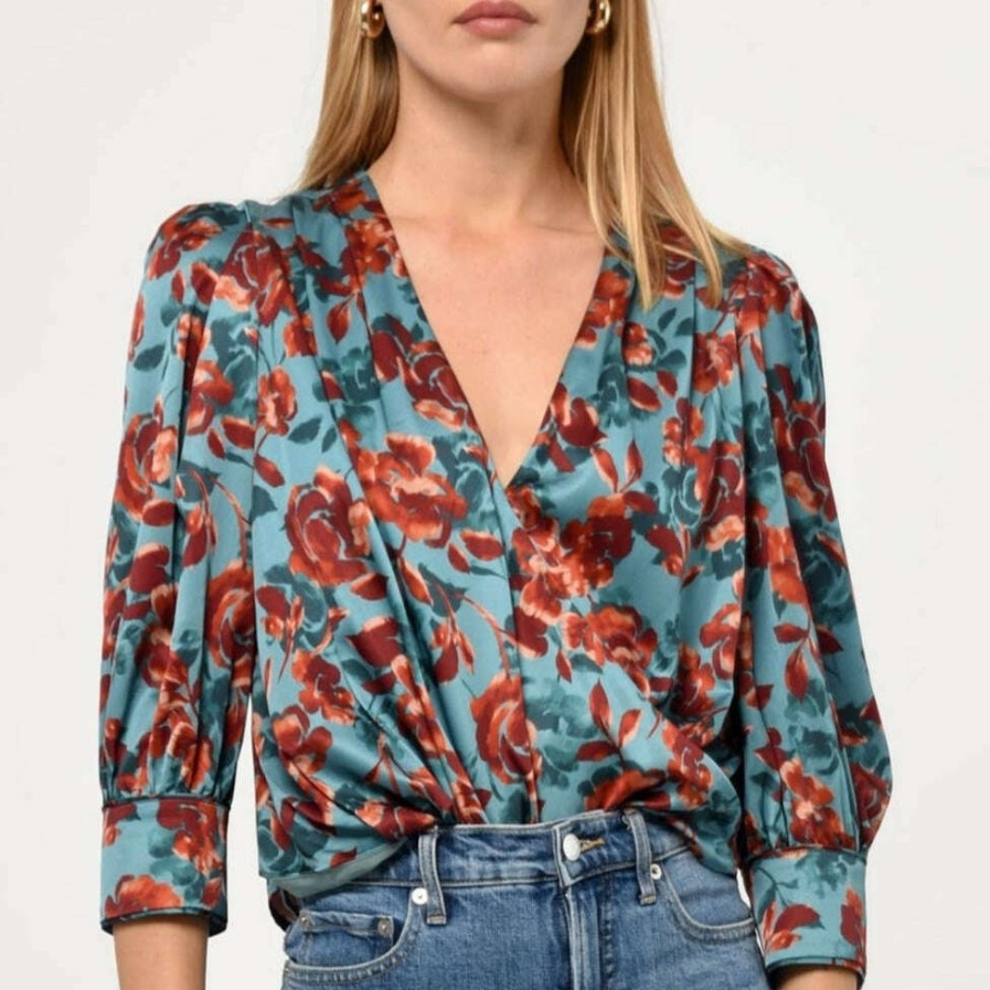 Clothing GREYLIN Classic Clothing | Greylin - Lourdes Wrap Front Blouse Roses