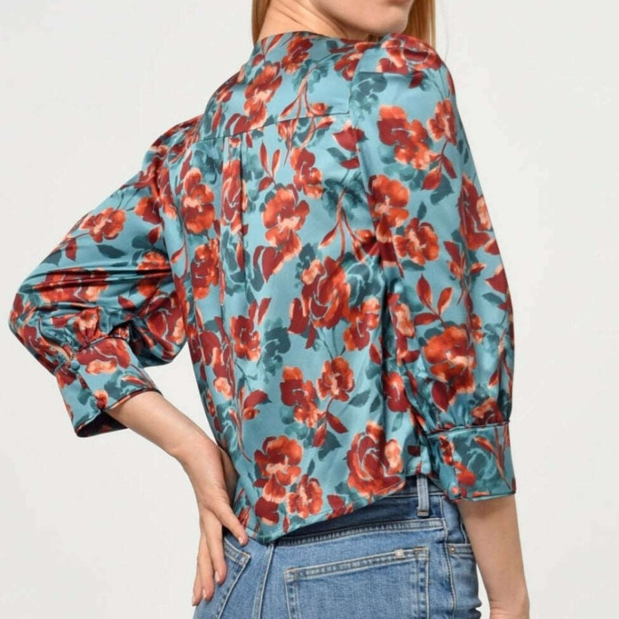 Clothing GREYLIN Classic Clothing | Greylin - Lourdes Wrap Front Blouse Roses