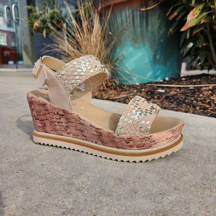 Footwear Ara Wedges/Platform Sandals | Ara - Pasadena Sand/Platinum Platform Wedge Sandal