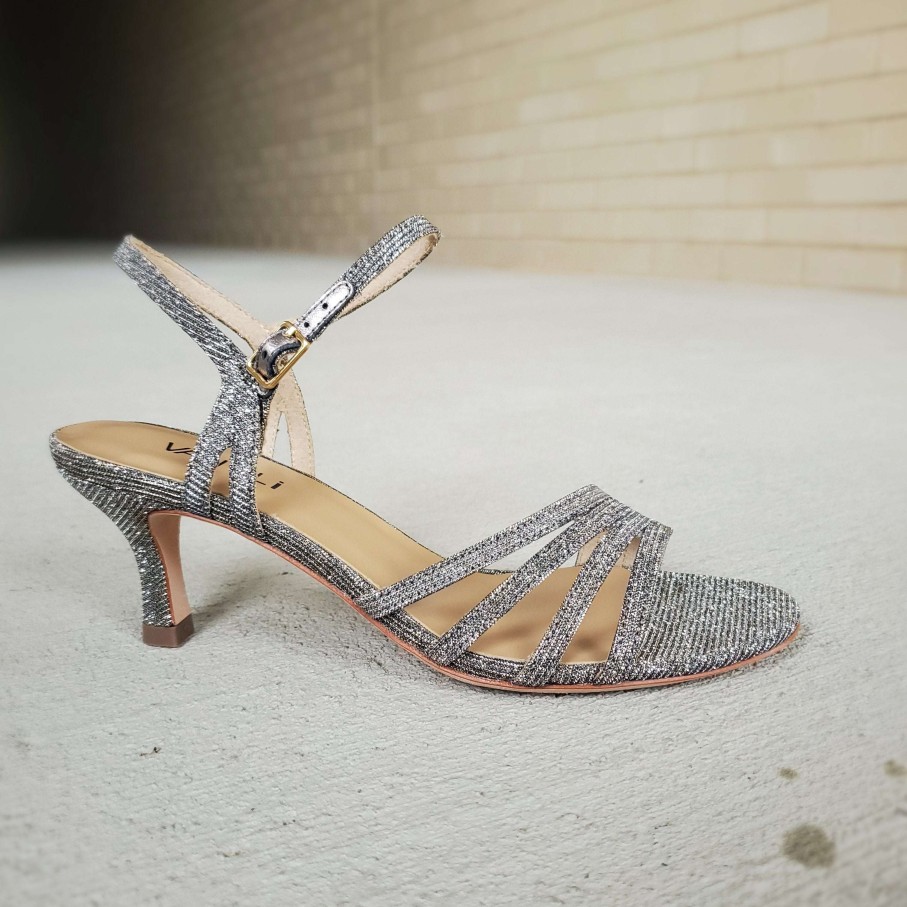 Footwear Van Eli | Vaneli - Mimi Metallic Evening Sandal Platino Nizza