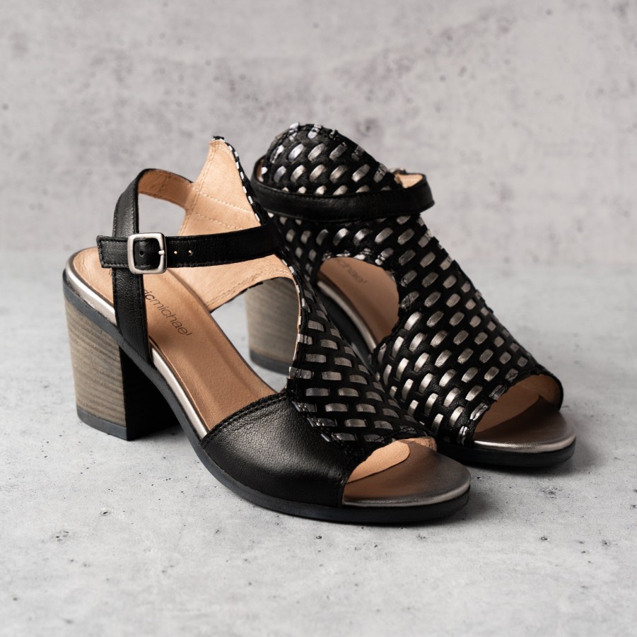 Footwear Eric Michael Heel Sandals | Eric Michael - Madrid - Black/Silver