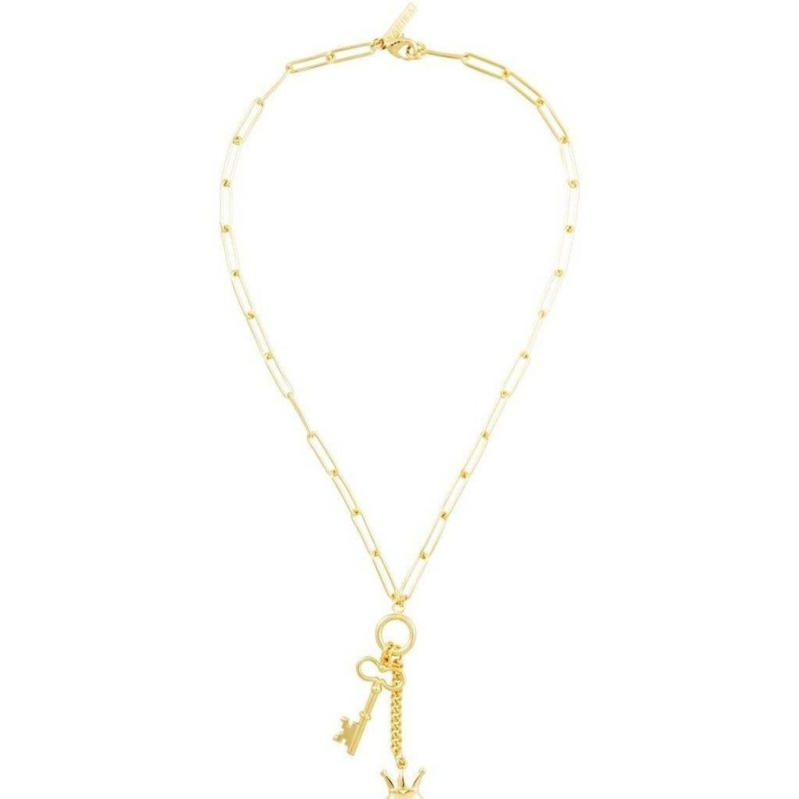 Accessories Sahira Jewelry Design Necklaces | Sahira Jewelry Design - Heart Locked Lariat - Gold