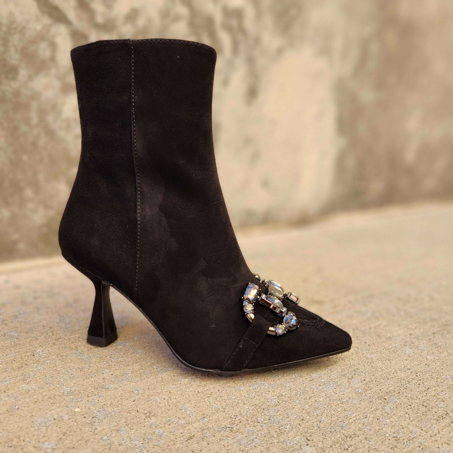 Footwear PEDRO ANTON Heel Boots | Pedro Anton Bootie Black Suede