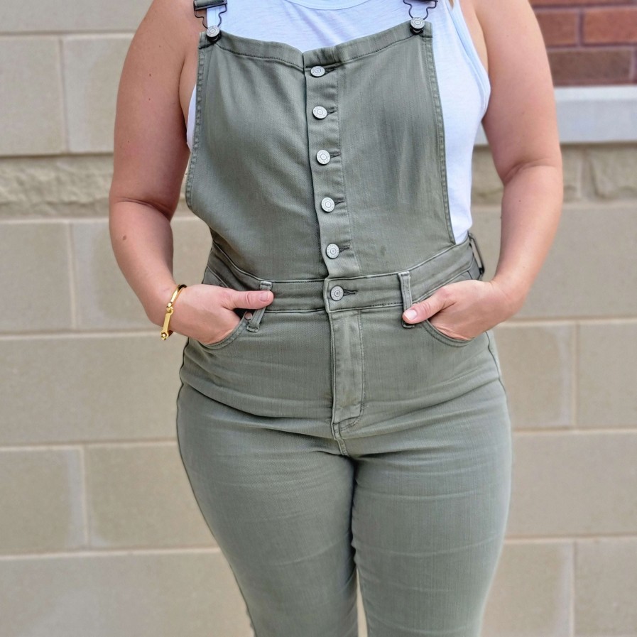 Clothing Judy Blue Boho Clothing | Judy Blue - Overall Denim - Olive