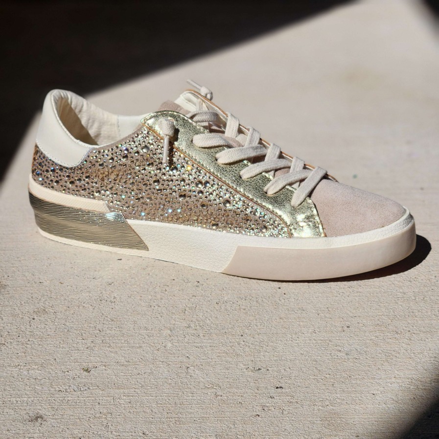 Footwear Dolce Vita Slip-On Sneakers | Dolce Vita - Zina - Beige/Gold Beige/Gold/Crystals