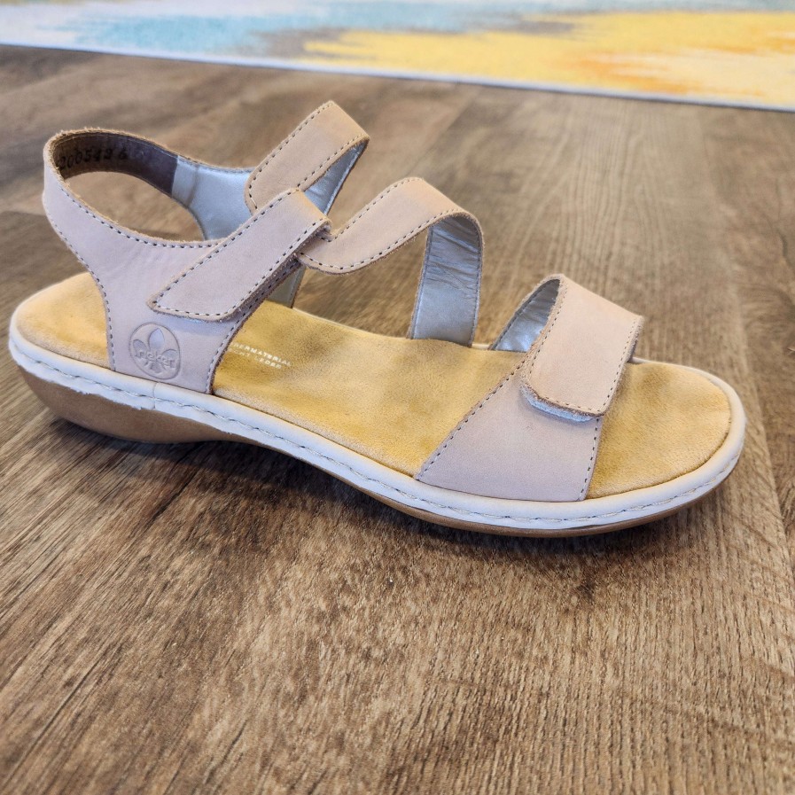 Footwear Rieker Flat Sandals | Rieker - 659C7-60 Beige Flat Adjustable Sandal