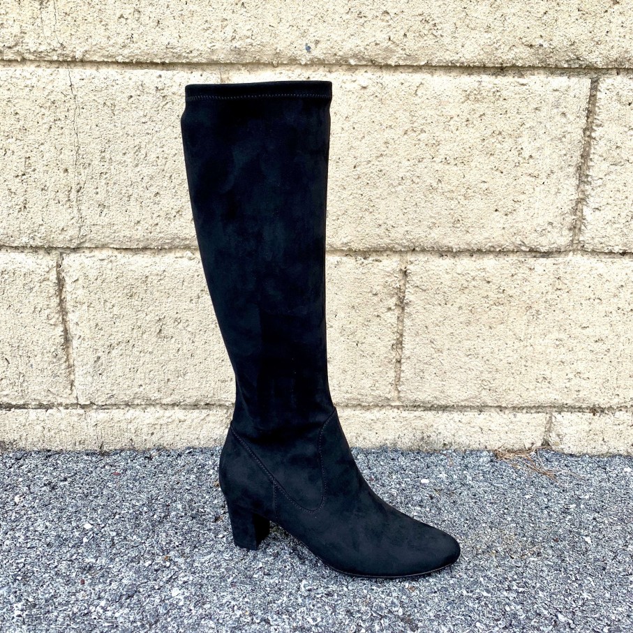 Footwear Van Eli Heel Boots | Vaneli - Deckel Black Stretch Suede