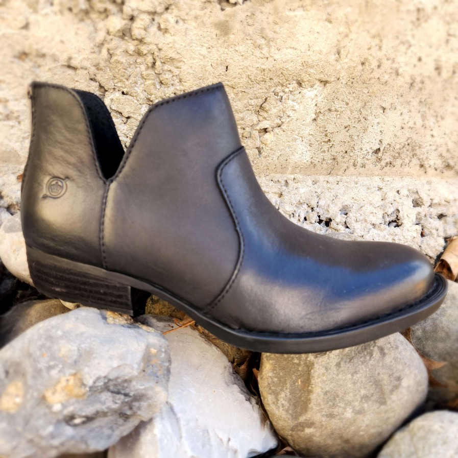 Footwear BORN Ankle Boots | Born - Kerri Leather Low Heel Ankle Boot